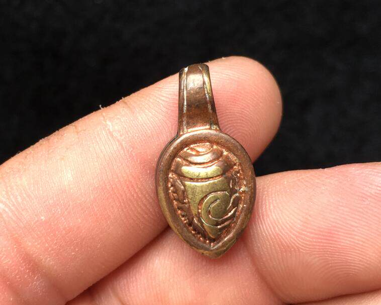 Tibetan old red copper gilt method screw clip bag old fidelity Tibetan Buddhist beads