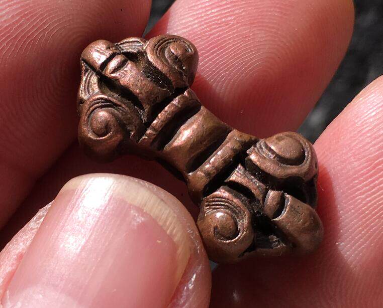 Tibet Red Bronze Pestle Back Cloud Hidden Buddha Pearl Pendant Bag Old Fidelity in the Period of the Republic of China