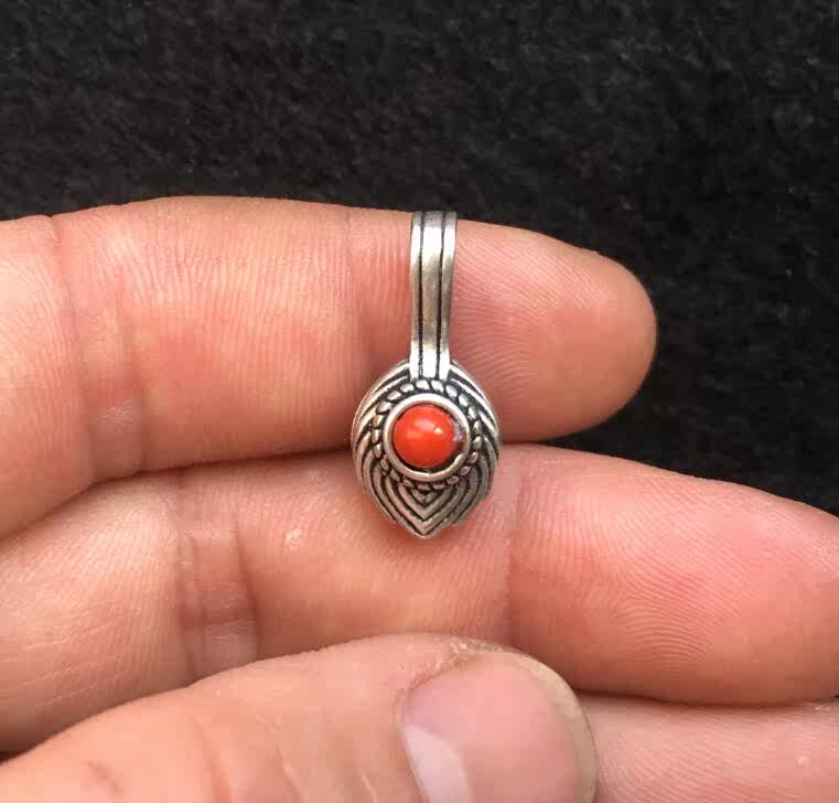 925 sterling silver inlaid turquoise agate clip Tibetan-style bead note to do the old fidelity