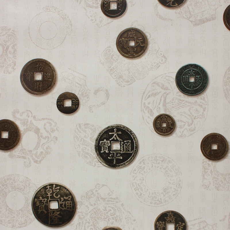 Vintage Nostalgia Vintage Antique Bronze Money Copperplate Wallpaper Close room Escape Themed Dining Room Personality Neoclassical Wallpaper