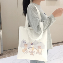 Canvas bag women shoulder bag large capacity college students class 2021 New ins Korean wind autumn and winter hand bag