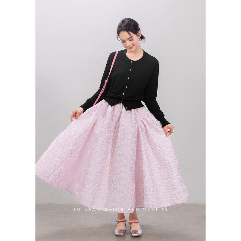 Lulufafa Large-Volume Heavy-Textured Three-Dimensional Puffy Skirt, Slimming and Height-Enhancing, High-Waisted Mid-Length Skirt for Spring and Autumn