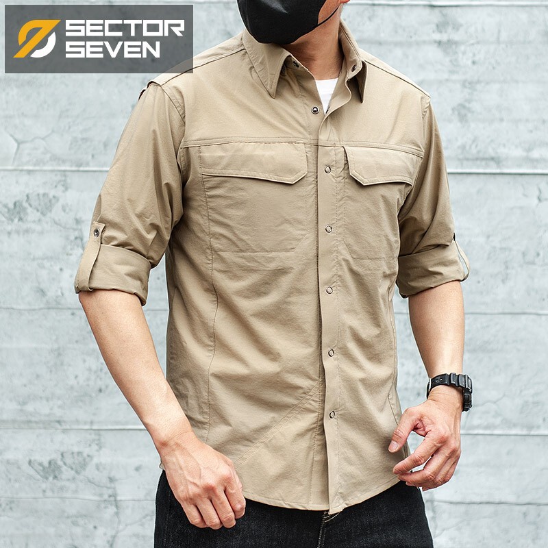 Zone 7 Giant Stone Tactical Shirt 2026 New Men's Spring/Summer Thin Outdoor Stretch Long-Sleeve Business Commuting Shirt