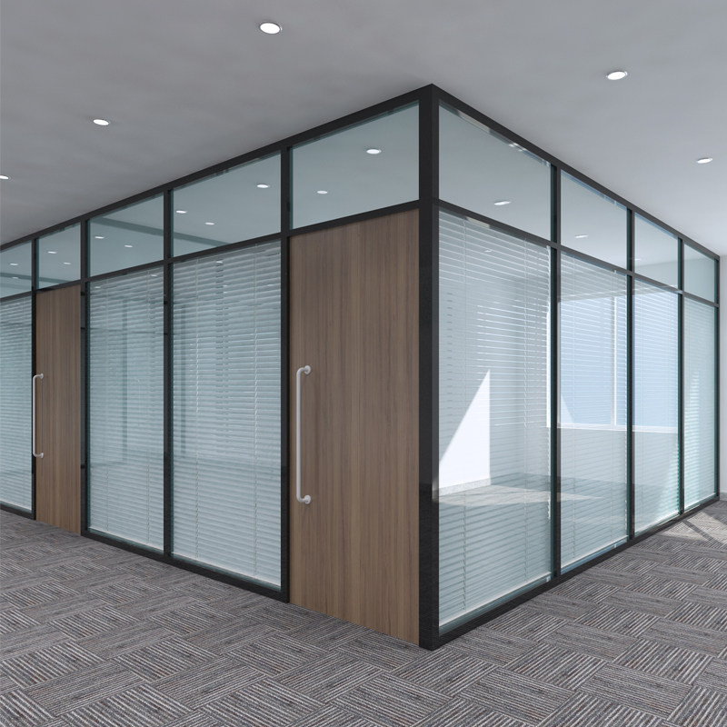Office furniture Office partition Double glass louver partition Glass partition wall office partition screen high partition