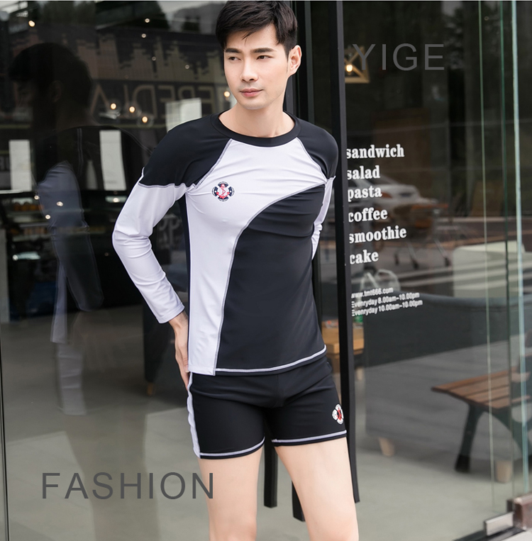 Đồ bơi cho cặp đôi Quần dài chống nắng tay dài chia tay áo tắm boxer áo tắm Đồ bơi nam và nữ phù hợp với cổ tròn - Vài đồ bơi Set đồ đi biển cho cặp đôi