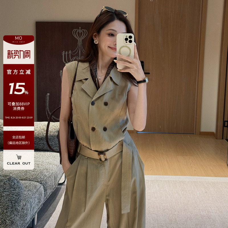 Zhizhi Chicago【Rahm Medal】Linen Lyocell Old Money Double-Breasted Top and Pants Relaxed Fit Set Zhizhi Chicago【Rahm Medal】Linen Lyocell Old Money Double-Breasted Top and Pants Relaxed Fit Set