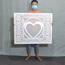 Chinese PVC wood plastic MDF skeleton ceiling wood flower lattice TV background wall through the flower board partition screen