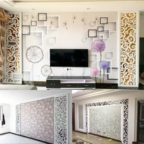 Custom wood carving TV background wall decoration Solid wood lattice frame hollow living room partition Antique new Chinese decoration