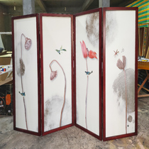 Screen partition living room folding mobile new Chinese style solid wood office bedroom entrance simple modern folding screen