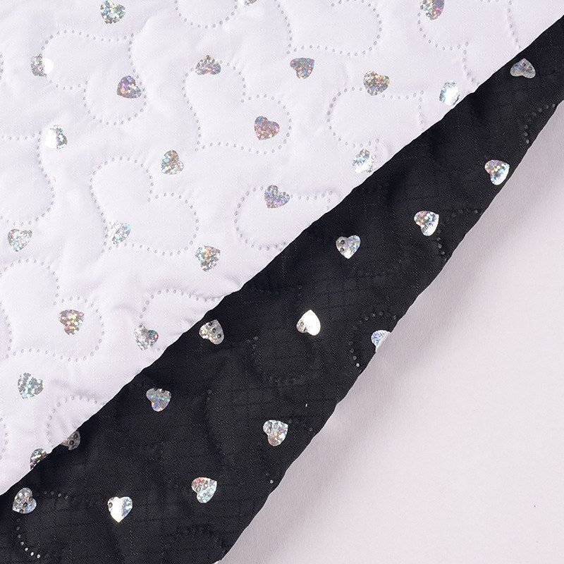 Ultrasonic Polyester Fabric with Gold Stamping Heart Embossing, Quilted Cotton Fabric, Quilted Cotton Cosmetic Bag, Large Backpack, Embroidered Fabric