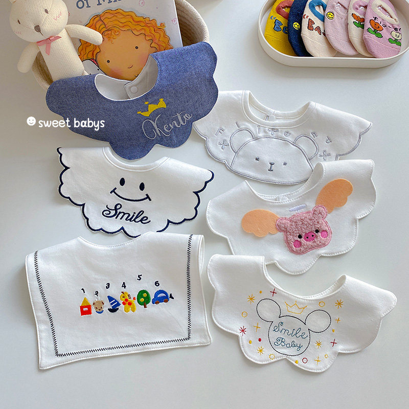 Baby Pure Cotton Bib Hood male and female baby saliva towel Newborn Saliva Pocket Petal 360-degree swivel waterproof bib