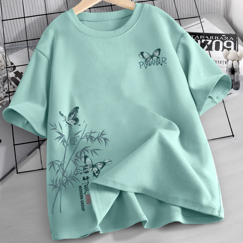 Middle School Boys 2026 New Summer Pure Cotton Short-Sleeved T-Shirt Men's Summer Thin Half-Sleeved T-Shirt Loose Summer Wear Middle School Boys 2026 New Summer Pure Cotton Short-Sleeved T-Shirt Men's Summer Thin Half-Sleeved T-Shirt Loose Summer Wear