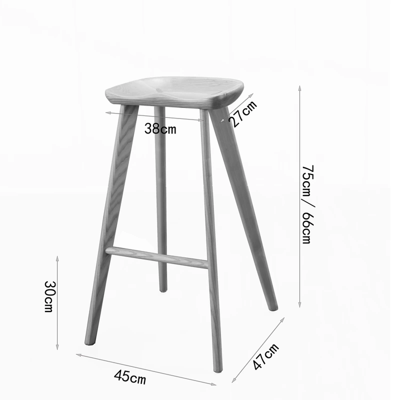Ghế bar Bắc người lớn gỗ rắn đơn giản nhà cá tính thời trang nhà hàng sáng tạo nội thất tro hiện đại - Giải trí / Bar / KTV ghế bar ban công