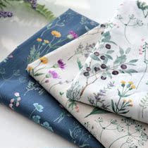 South Korea imported cottonvill cotton printing fabric 80 soft skin-friendly hand-painted flowers summer fabric