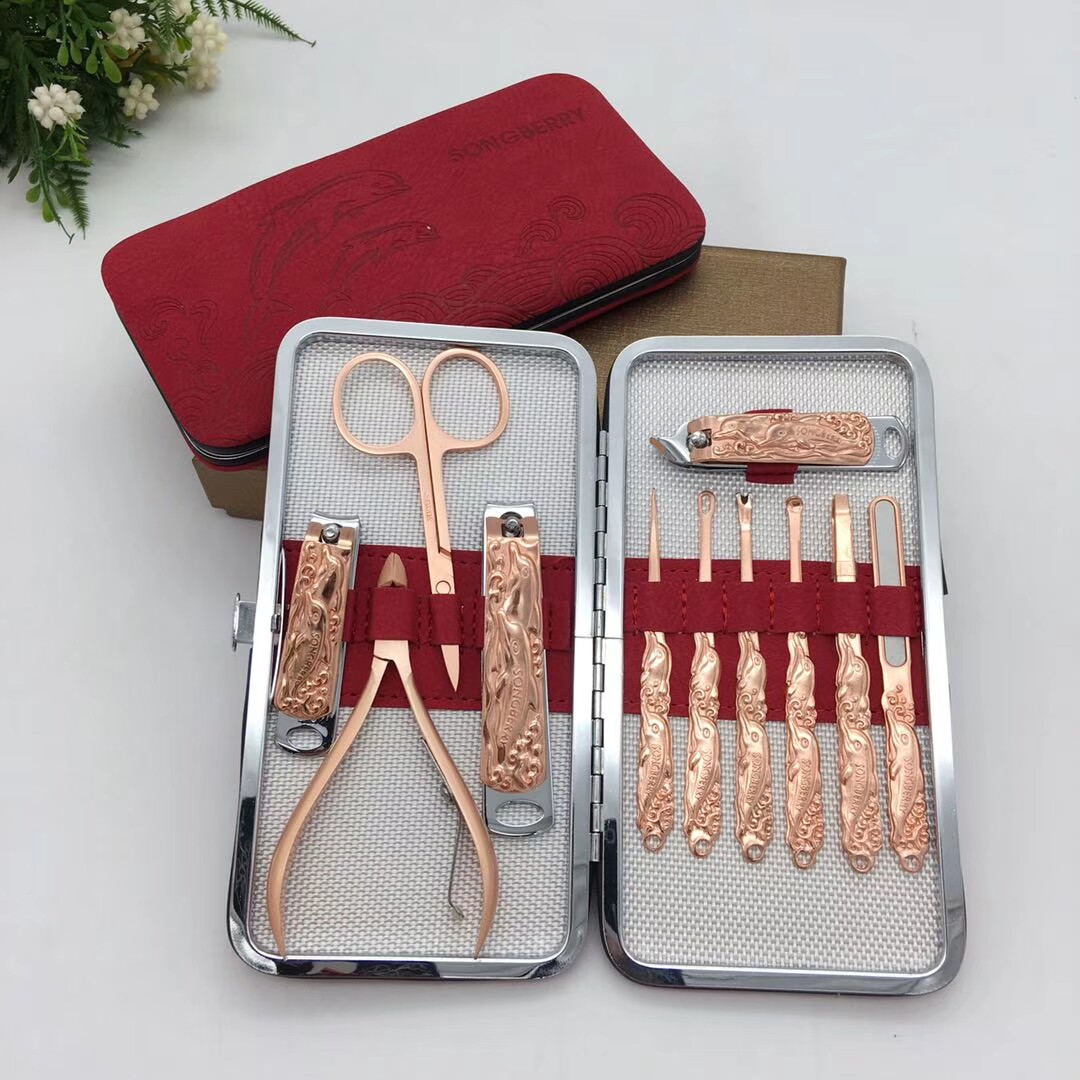 Russian Nail Knife Sleeve Box Retro Bronze Tinmetal Stainless Steel Nail Knife Repo Dolphin Nail Clippers