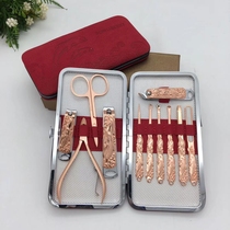 Russian Nail Knife Sleeve Box Retro Bronze Tinmetal Stainless Steel Nail Knife Repo Dolphin Nail Clippers