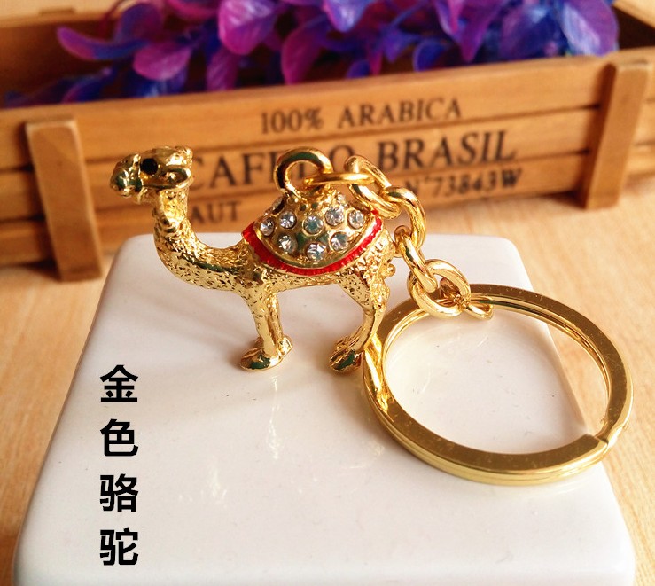 Diamonded alloy camel keybuckle accessories high-end small gift key ring tourist souvenir