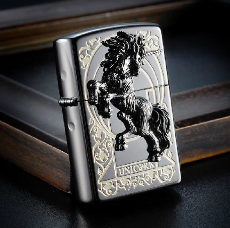 18 years old shop piglet Zippo black ice bifacial unicorn over the century 1-32b