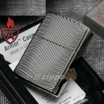 18 years old shop Zippo armor black ice double-sided deep sculpture waves 29234