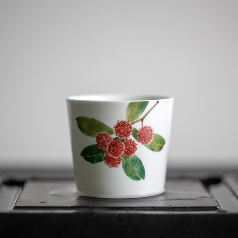 Landscape Interviews Tea Flower loquat osmanthus Yang Mei Handmade cup Jingdezhen Ceramics Day Style Tea Cup Retro Cup Children Gift