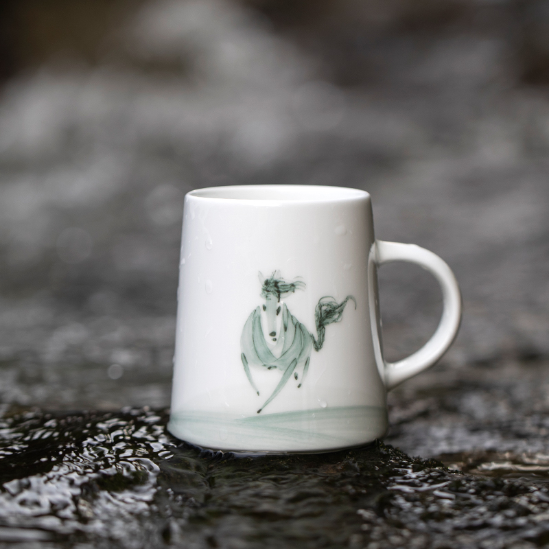 Landscape-room Chirima hand-painted Mark Cup Jingdezhen Ceramic mug Water ink China Wind Creative Water Glass Male Gifts