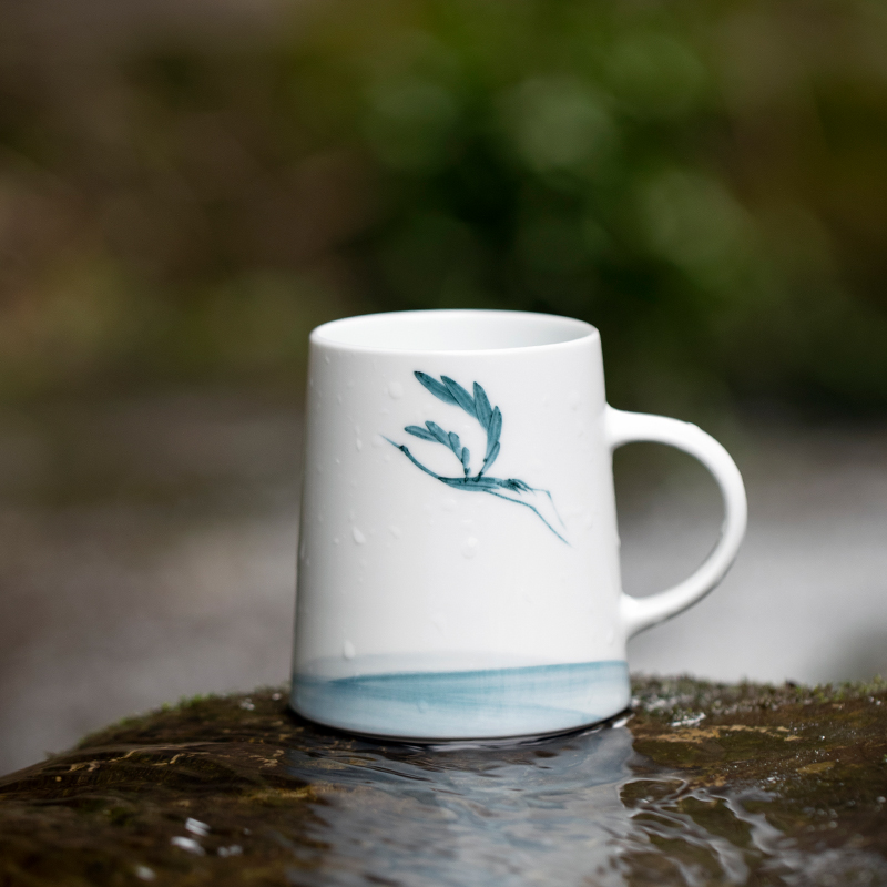 Landscape crane swan cup Jingdezhen ceramic cup Mug Household cup Female male Chinese style Chinese style water cup