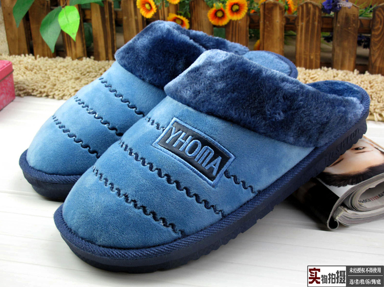 Giày cotton dày dày ấm áp cho nam với cộng với nhung cotton cỡ lớn dép 46 47 48 cotton kéo dép chống trượt nam mùa đông dép hot trend năm 2021