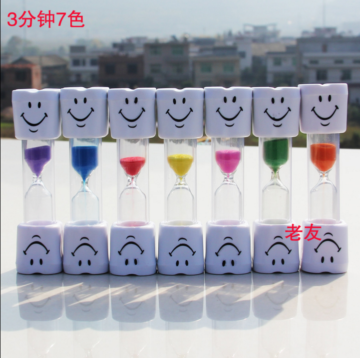 7 Colors Smiley Face Hourglass 3 min Creative Elementary School Kids Time Toys Kitchen Boiled Egg Timer Fun Gift Toys