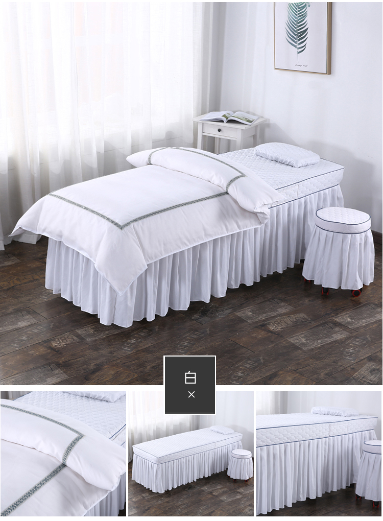 Beauty khăn trải giường denim bedspread đơn giản gia đình rắn quản lý da màu bốn bằng vải cotton thân thiện với da đặc biệt Thẩm mỹ viện - Trang bị tấm ga phủ giường spa