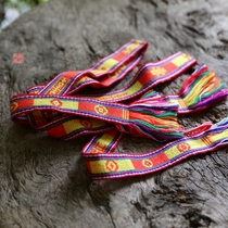 Handmade taping Yunnan ethnic minority wool drum belt DIY Southeast Asian multicolored clothing decoration accessories 6D110