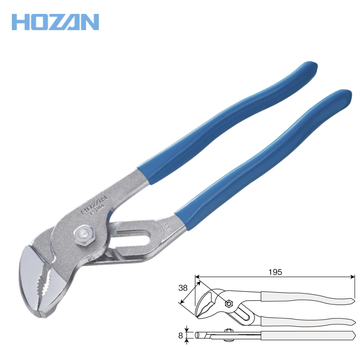 Japan Baoshan HHOZAN P-244 water pump pliers carp pliers Multifunction water pipe pliers tubes 195mm 200g