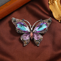 Fashion new small suit jacket Dont pin buckle accessories Insect Geometric Light Lavish Drilling Butterfly with extreme Light Purple Butterfly Breast