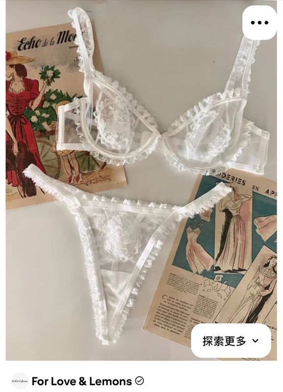 Love and Lemon Cut-Out Lace Embroidery Mesh Semi-Sheer Thin Strap Sexy Pure Desire Thong Xs/S/M/L