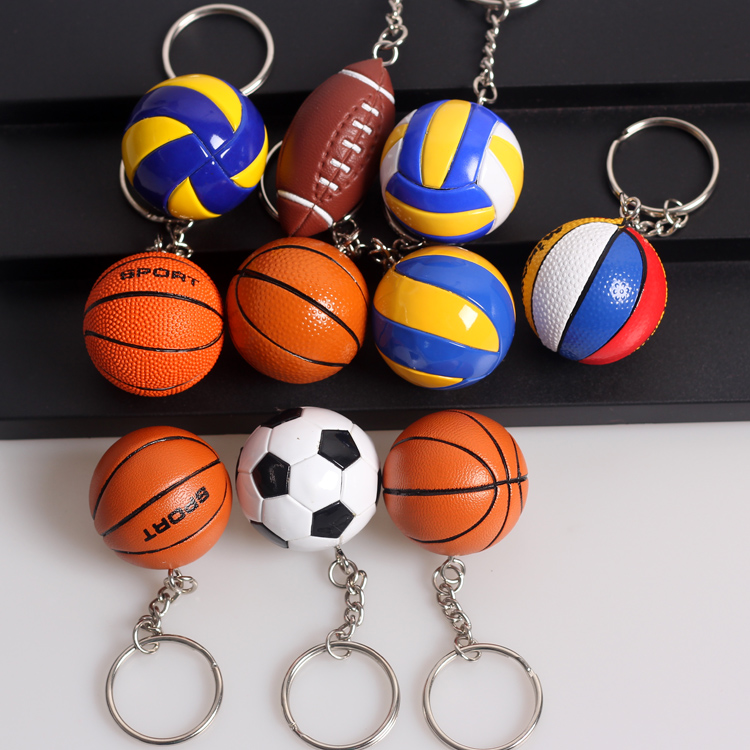 Basketball football key chain volleyball rugby pendant sports trinkets company event creative gift