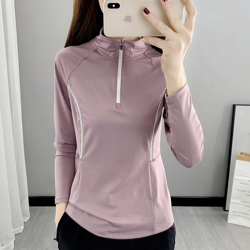 High elastic thin quick-drying clothes women's long-sleeved T-shirt spring and summer quick-drying breathable plain color mountaineering running yoga sportswear