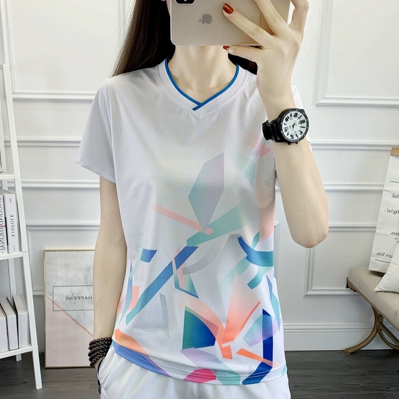 Summer Mesh Breathable Quick-Drying Short-Sleeved Women's Small V-Neck Elastic Lightweight T-Shirt Outdoor Sports Running Quick-Drying Suit