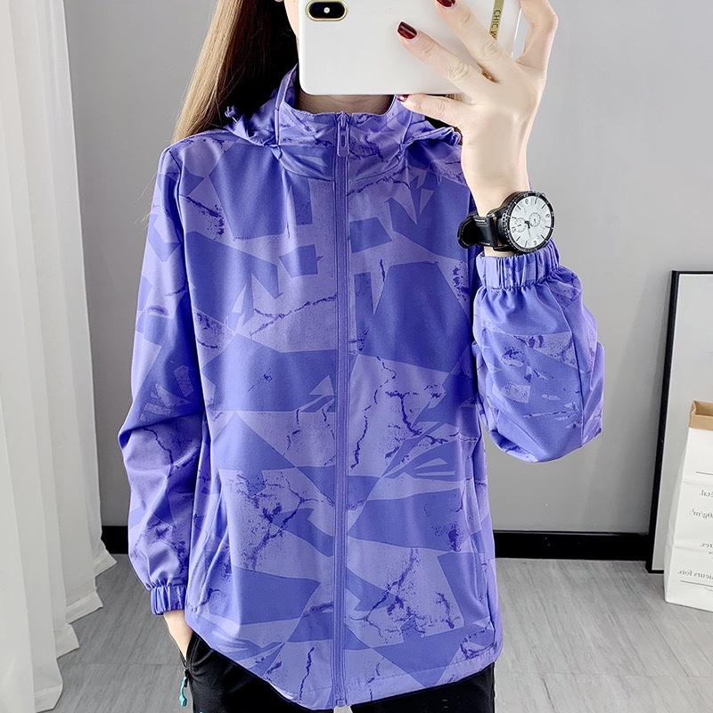 Mesh lining sports windbreaker spring and autumn elastic printing waterproof windshield thin jacket outdoor hiking mountaineering clothing men