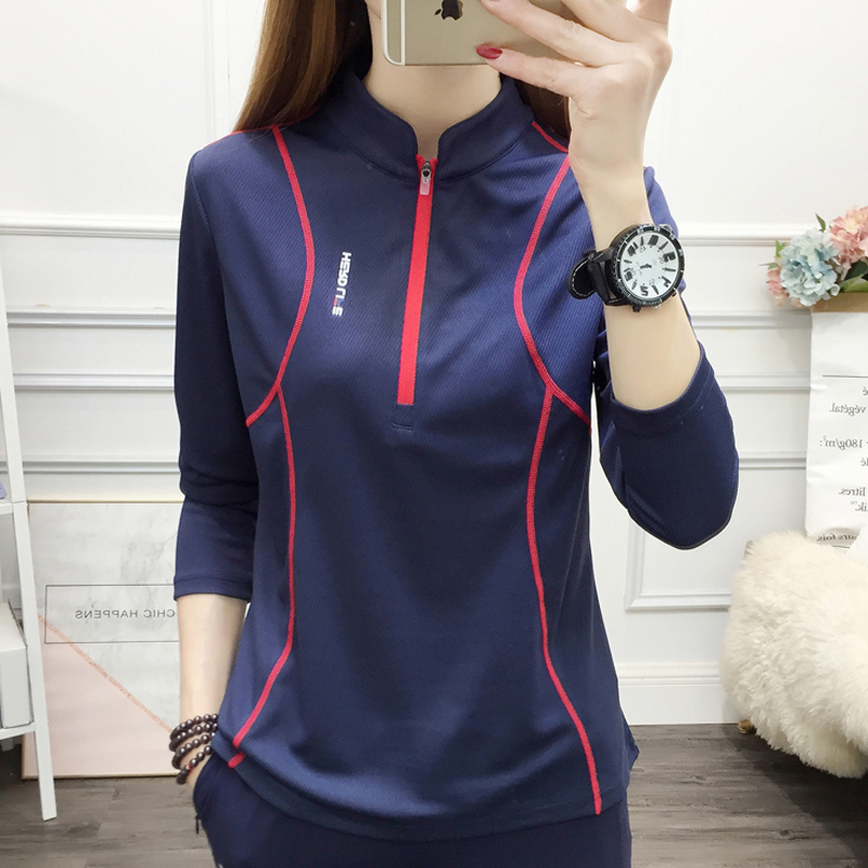 Outdoor women's clothing stand T-shirt Korean version speed dry clothes slim fit long sleeves elastic quick dry blouse spring and summer sports climbing clothes