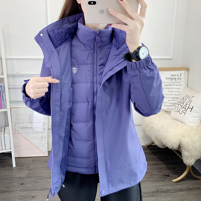 Submachine Clothing Women White Duck Suede Down Neri Three-in-one Detachable Winter Thickened Jacket Outdoor Ski Mountaineering Suit Man