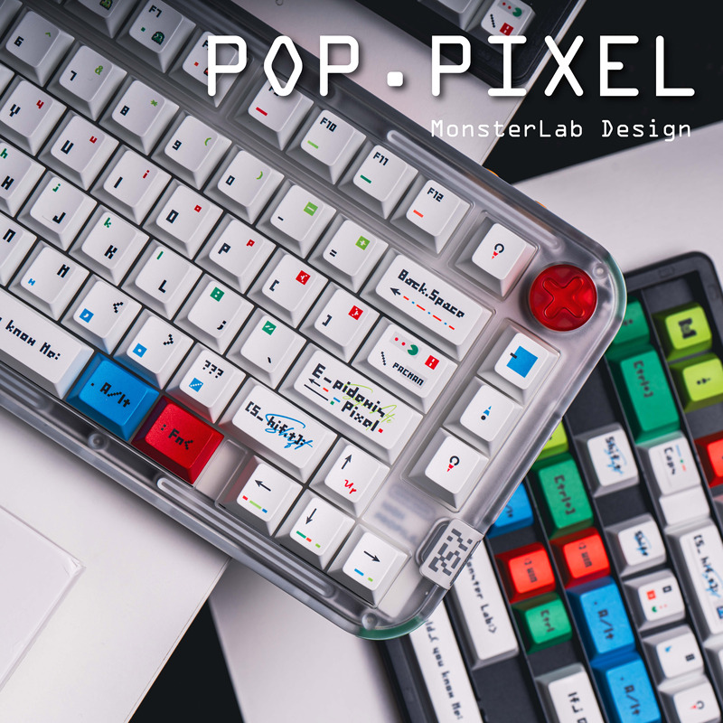 Pop.Pixel Popular Pixel White 1.7 Dye-Sublimation Original Mechanical Magnetic Switch Keycaps Kick75 Made68