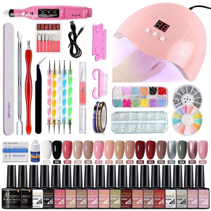 Cross-Border Nail Polish Gel 35-Piece Set, Nail Mold Brush, Nail Art Lamp, Tools, Polishing Machine, Polishing Set