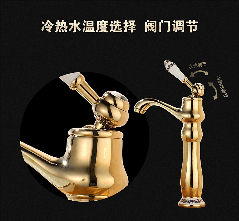 Jingyan chậu vàng phong cách châu Âu phù hợp với vòi nước nóng và lạnh vòi bàn chậu vòi dài vòi rửa chén âm tường vòi nước âm tường