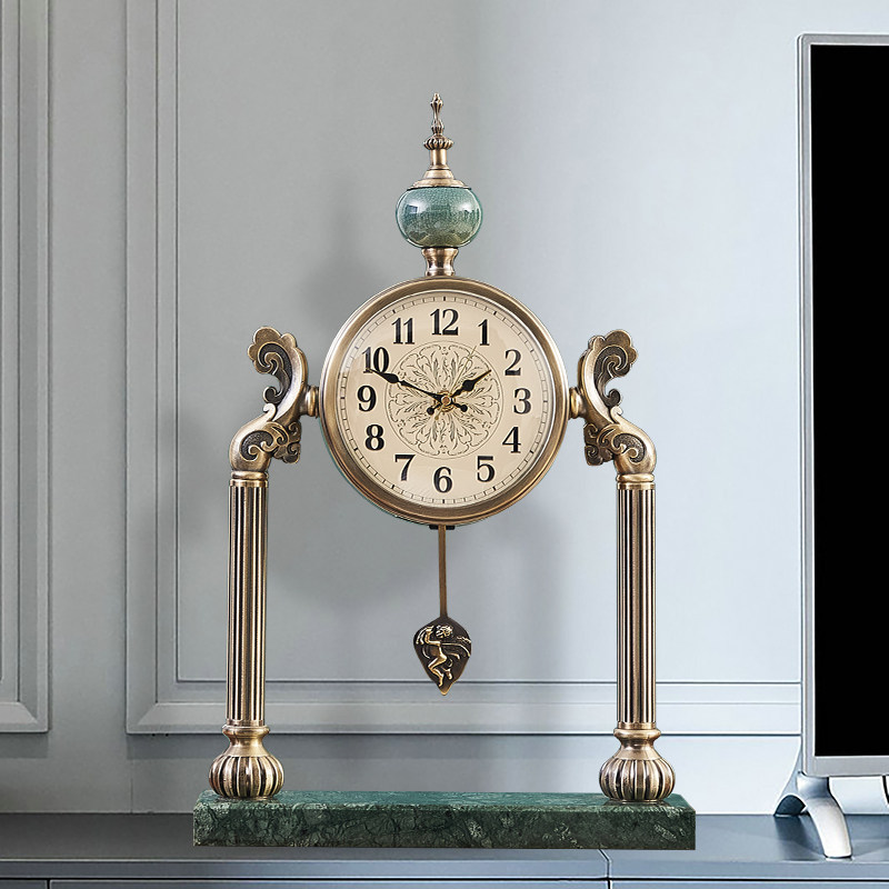 American light luxury retro desk clock living room desktop clock personality desk clock bedside table silent pendulum clock atmospheric clock watch