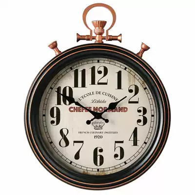 European-style living room creative retro pocket watch silent wall clock American antique nostalgic craft wall watch Wrought iron quartz clock watch