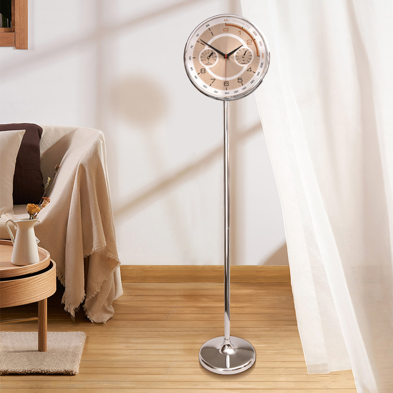 Nordic minimalist living-room temperature and humidity landing bell fashion muted upright clock light extravagant minimalist quartz clock light extravagant ground clock-Taobao
