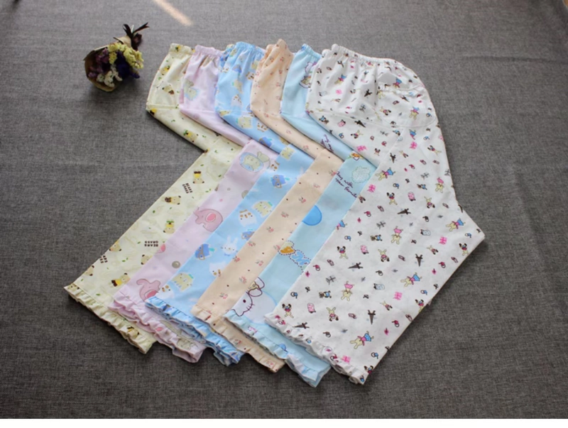 Quần pyjama nữ cotton cotton phim hoạt hình quần nhà mùa xuân và mùa hè mỏng pyjama quần cotton quần quần kích thước lớn nhà quần phụ nữ quần vải nam