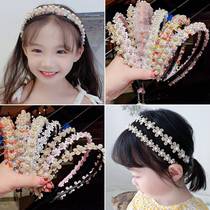 Girl hair hoop foreign gas Pearl Flower primary school childrens hair card Net red 2021 New Girl hair accessories