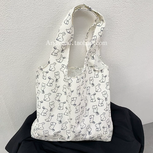 Брендовый шоппер, летний свежий кролик на одно плечо, портативный вместительный и большой жилет, цветочный принт