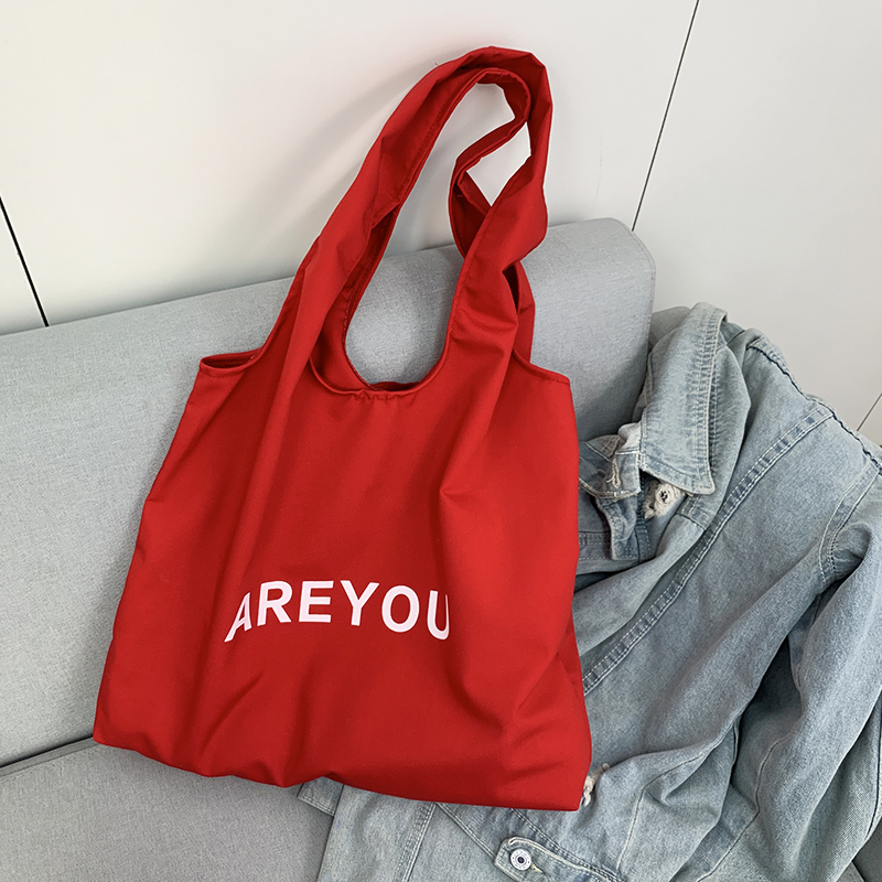 2026 New Summer Thin Canvas Bag for Women, Large Capacity Single Shoulder Letter Tote Bag for Work and Students, Korean Style