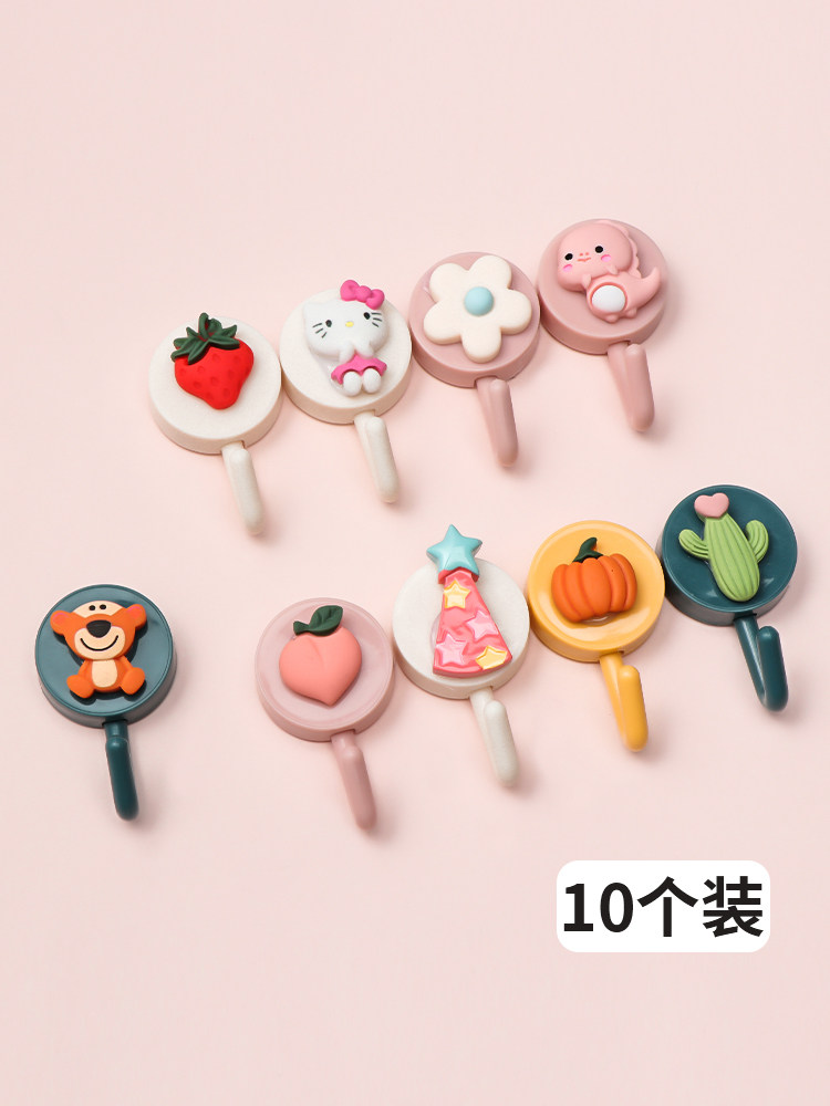 Creative Cute Cartoon Small Hook Powerful no Marks Small Hook Free to punch Home Kitchen Door Wall Adhesive Wall-mounted